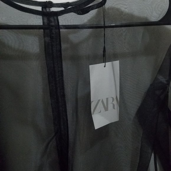 Zara Sheer Organza Black Top Small NWT - Picture 2 of 4